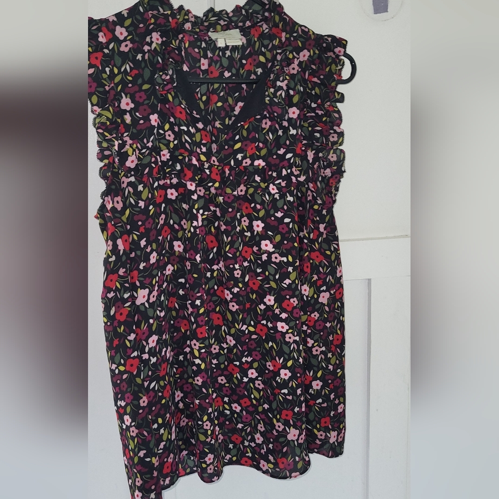 Kate Spade Floral Ruffle Sleeveless Top